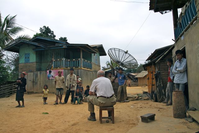 Project Phongsali 2011: A bomblet too dangerous to move.  We had to destroy it right there in the middle of the village.  But first…